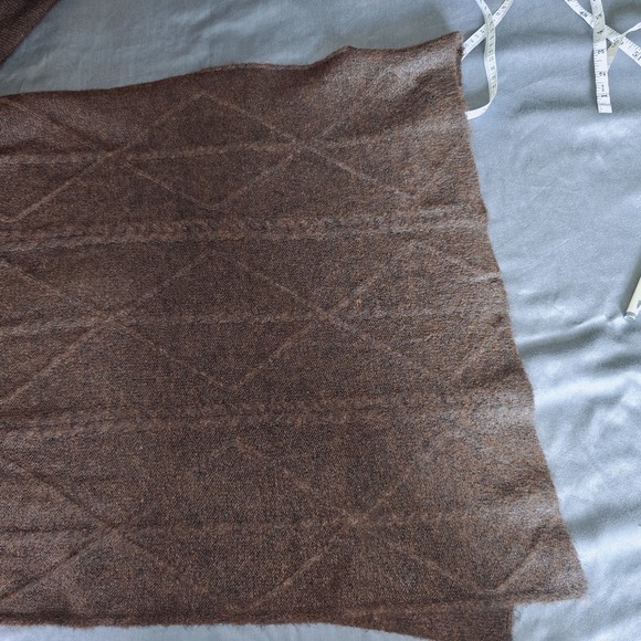 World Market Recycled Yarn Cable Knit Funnel Neck Sweater Poncho Brown NWT - Picture 11 of 16